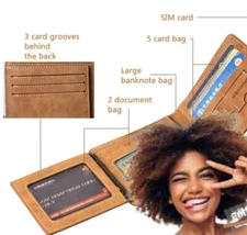 DKER TQ-302 Bifold Leather Wallet - Black