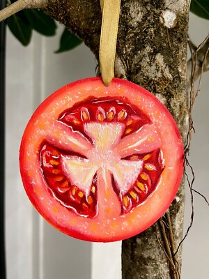 Christbaumschmuck Deko Tomate Ölgemälde Handarbeit Kunstwerk zu verkaufen