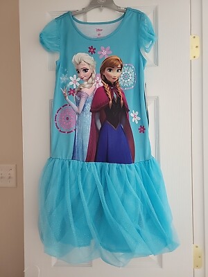 Disney Store Frozen Anna ELsa Nightgown Sleepwear Tutu Dress Costume NWT 