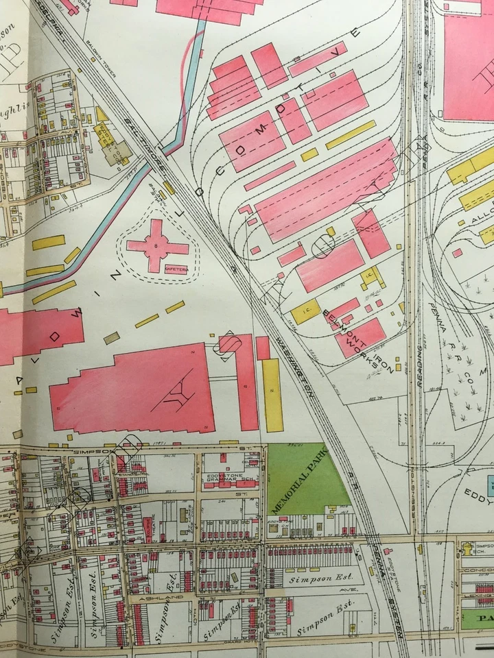 1929 DELAWARE COUNTY, PA, RIDLEY TWP., EDDYSTONE BORO FRANK KLING PLAT ATLAS MAP - Image 2 of 3