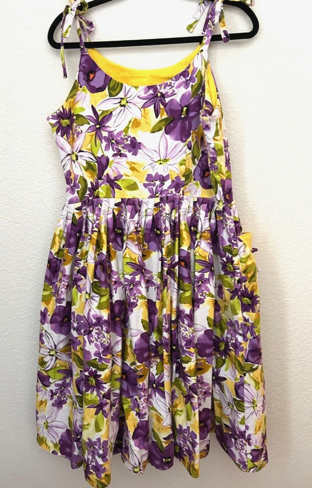 Swing Rockabilly Dress Floral Cotton Retro Style Unique Vintage - Image 4 of 4