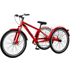 MOONCOOL Adults Mountain Tricycles, 24"/26"/27.5" 7-Speed Trikes Cruiser Trike