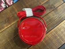 MARC JACOBS Mini 4" Red Patent Leather Crossbody Round Circle Canteen Bag Purse