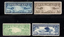 U S SCOTT C7-C10 AIRMAIL ISSUES MAPS AND SPIRIT OF ST LOUIS MLH