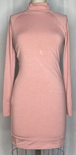 FOREVER 21 WOMEN'S BODYCON DRESS TURTLE NECK LONG SLEEVE PINK SIZE SMALL