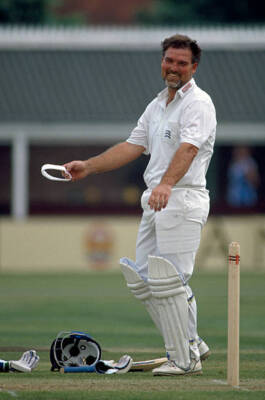 Middlesex batsman Mike Gatting, who went on to score 124 run- Old Cricket Photo