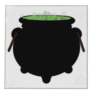 Witches Cauldron Halloween 3.5'' Square Glass Coasters by DCM Solutions
