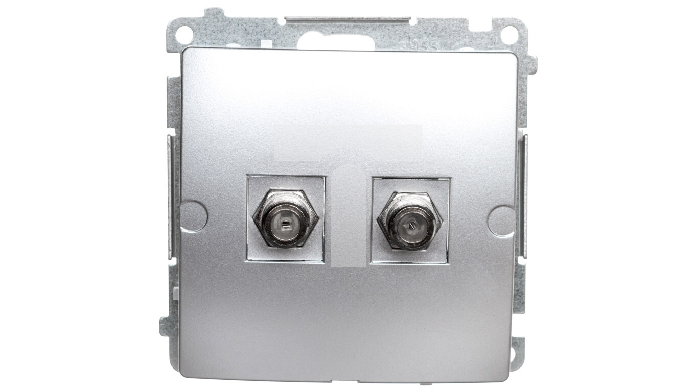 Simon Basic Double F-type antenna socket, silver matt BMAF2.01 / 43 /T2UK