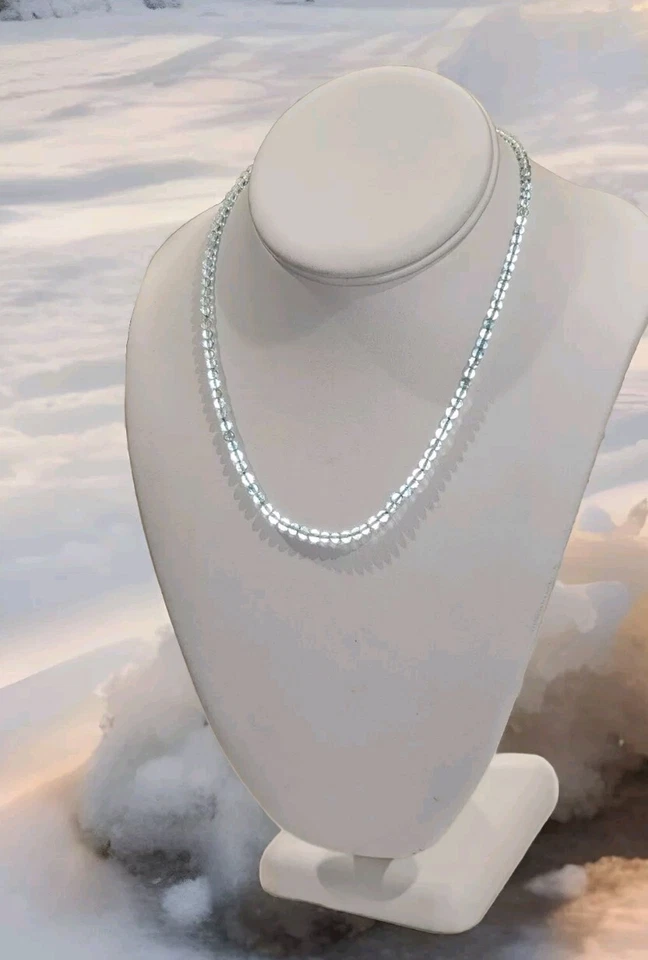 Ожерелье из 14-каратного желтого золота с натуральными прозрачными бусинами аквамарином 17 дюймов  - Изображение 4 из 4