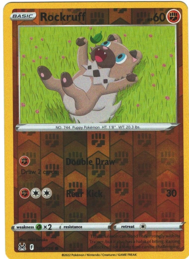 Rockruff 109/196 Lost Origin Reverse Holo Common Pokemon Card TCG Pokmon