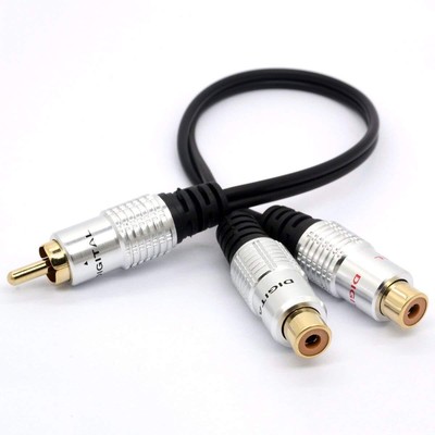 RCA Splitter Cable 1 RCA Mono Male to 2 RCA Phono Female Y Adapter Cord, 0.3 ...
