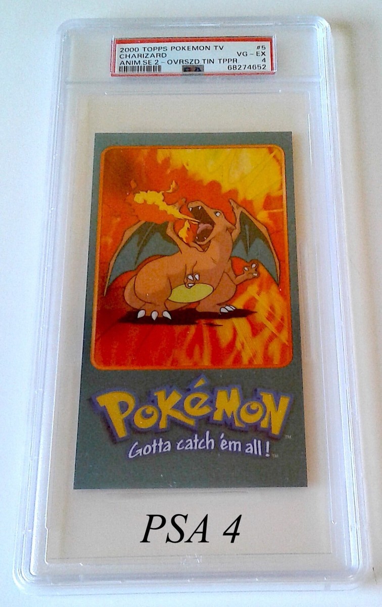 2000 TOPPS POKEMON JUMBO CHROME CHARIZARD #5 PSA 4 POP 4 TIN