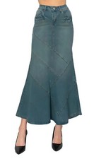 Women's Juniors/Plus Size Stretch Denim Long Mermaid Silhouette Skirt