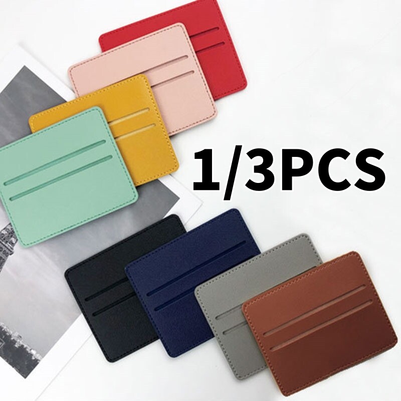 3PCS PU Leather ID Card Case Mini Purse Short Wallet Card Bag Credit Card Holder