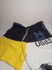 Vintage 90s Nautica Colorblock Swim Trunks Mens Medium US83 Sailboat Nylon