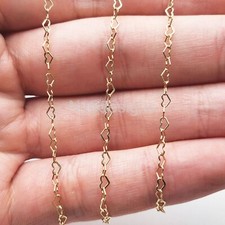 14K Gold Filled 4.2x2.8mm Flat Heart Cable Chain 12"Permanent Jewelry sold by ft