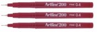 Artline 200 Red Fineliners Technical Drawing Marker Pens Extra Fine - Pack of 3