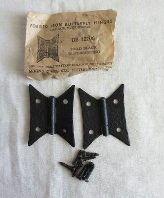 NOS Vtg McKinney butterfly flush hinge # DB 12706 Dead Black cabinet cupboard MC