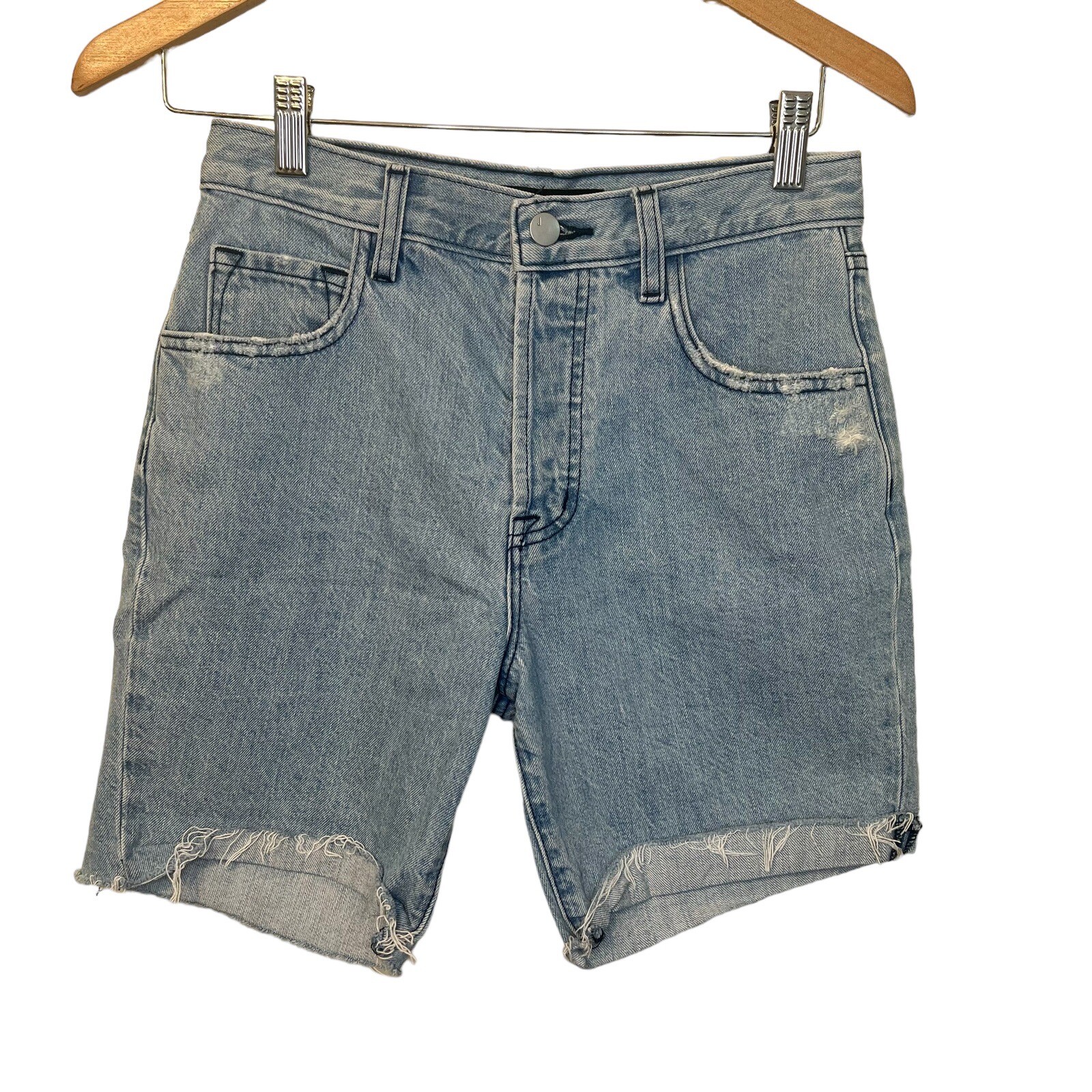 J Brand Denim Shorts Women's Size 25 Mid Rise Raw Hem Light Wash