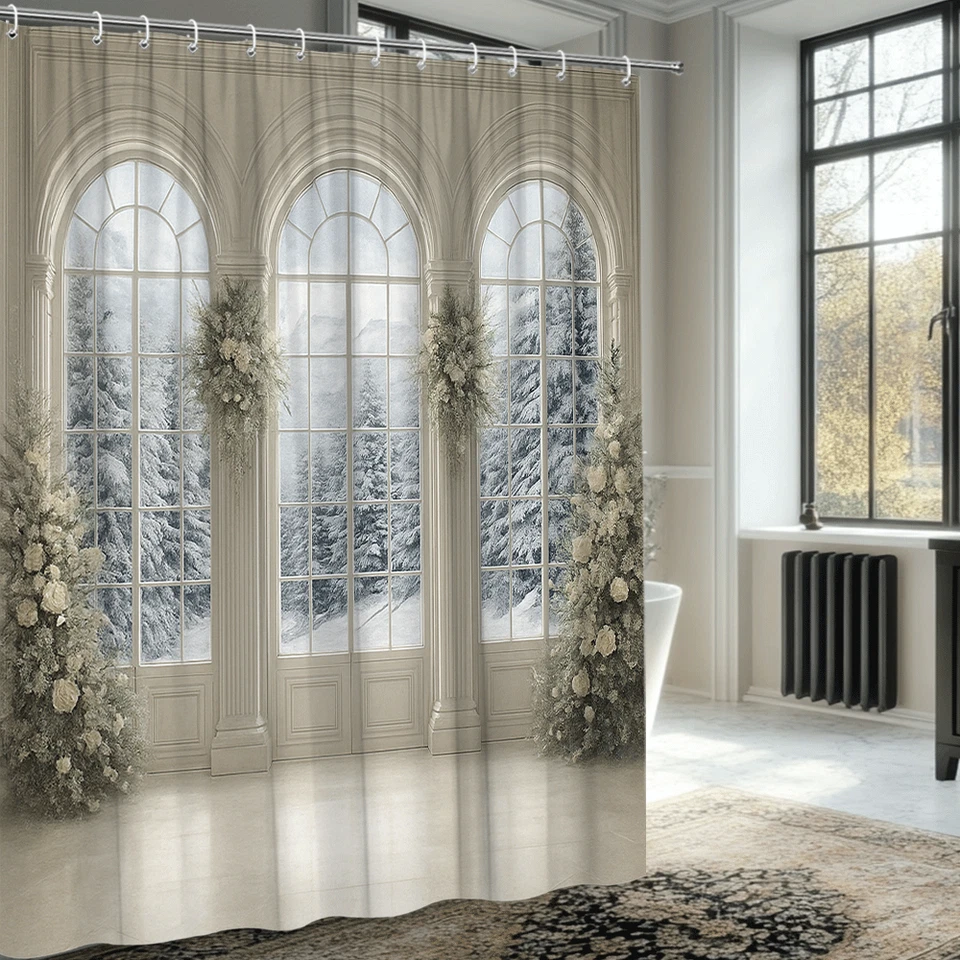 Cortina de ducha Winter Wonderland - Elegante escena nevada Foto 2 de 4