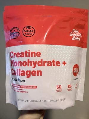 Old School Labs Creatine Monohydrate Collagen Made For Women 30 Stick Packs No