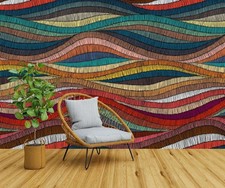 Rainbow Waves Boho Colourful Gift Wallpaper Mural Removeable Washable Peel&Stick