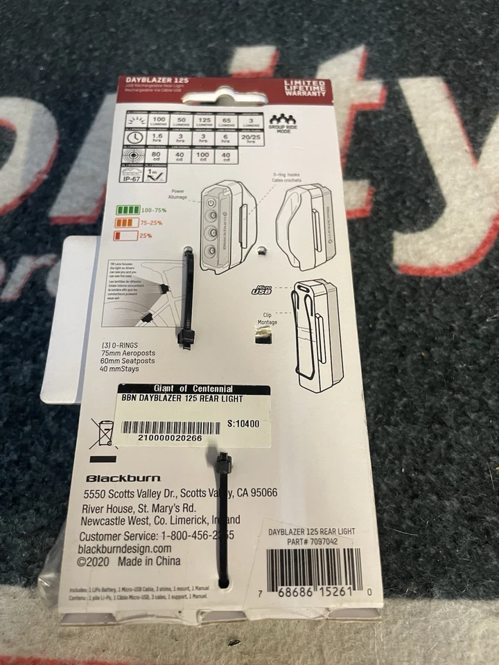 Blackburn LED Bike Rear Light Dayblazer 125 Rear Bicycle Tail Light 7097042 - Image 2 of 4
