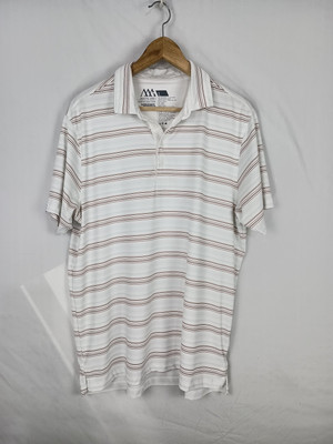 Matte Grey Mens Large Short Sleeve Polo Shirt Striped
