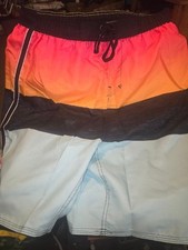 Burnside Men's High-Performance U.V Protection Sunset Gradient Swim Trunks Nwt