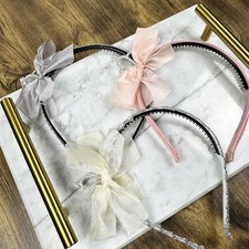 Baby  Kids Organza Bow Headband with Rhinestone Accent  Elegant Hair Accessory