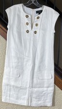J. Crew Linen Shift Dress W/Gold-Tone Grommet Detail Women’s 00