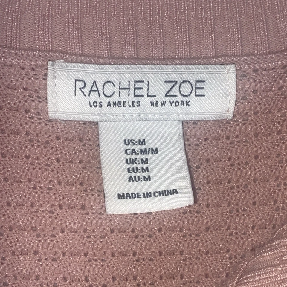 Cardigã feminino Rachel Zoe rosa blush médio botão dourado malha suéter decoração rosa - Imagem 2 de 4