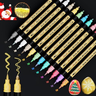 Metallic Marker Stifte, 12 Dual Tip Metallic Acrylstifte , Stifte Set für Fot...
