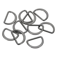 10Pcs 3/4" Metal D Ring 12mm Flat Metal D Buckle Dee Rings Black