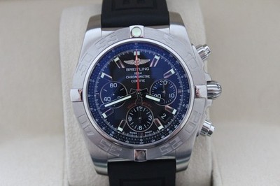 Breitling Chronomat 44 Ab011012 Rubber Band Black Dial w/BOX AND PAPERS WOW!!!!!