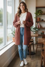 Women's Cardigan Sweater Olive And Oak Size Medium Maroon