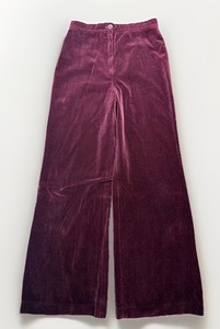 Vtg 70s The Villager Burgundy Velvet Wide Leg Pants High Waisted Trousers 28x30”