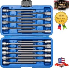 38 Drive Extra Long Allen Hex Bit Socket Set S2cr-v Metreicsae...