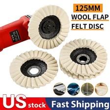 3Pcs 5" Wool Polishing Wheel Buffing Pads Flap Disc For Metal Wood Angle Grinder