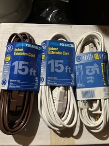 Lot of 3 Extension Cords 3 Outlets 15 FT Long Safety Outlet Guards NOS