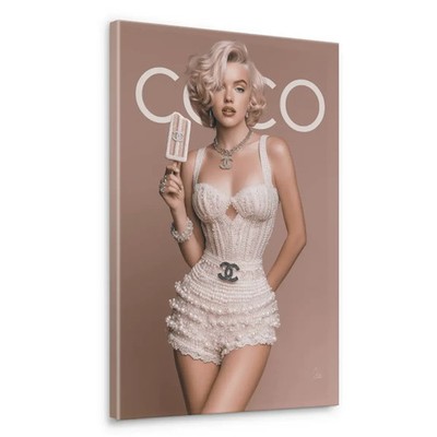 Marilyn Monroe Coco Eis Pop Art Leinwand Bild Wandbild Glamour Beige Chic