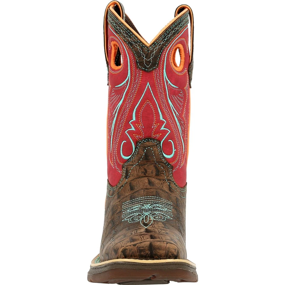Bota occidental Lil' Rebel™ by Durango® Big Kids Gator en relieve Foto 3 de 4