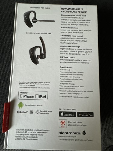 Casque Bluetooth Plantronics Voyager 5200 quatre micros antibruit avec alexa - Photo 4 sur 6