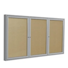 Ghent's Vinyl 36" x 72" 3 Door Enclosed Bulletin Board in Caramel