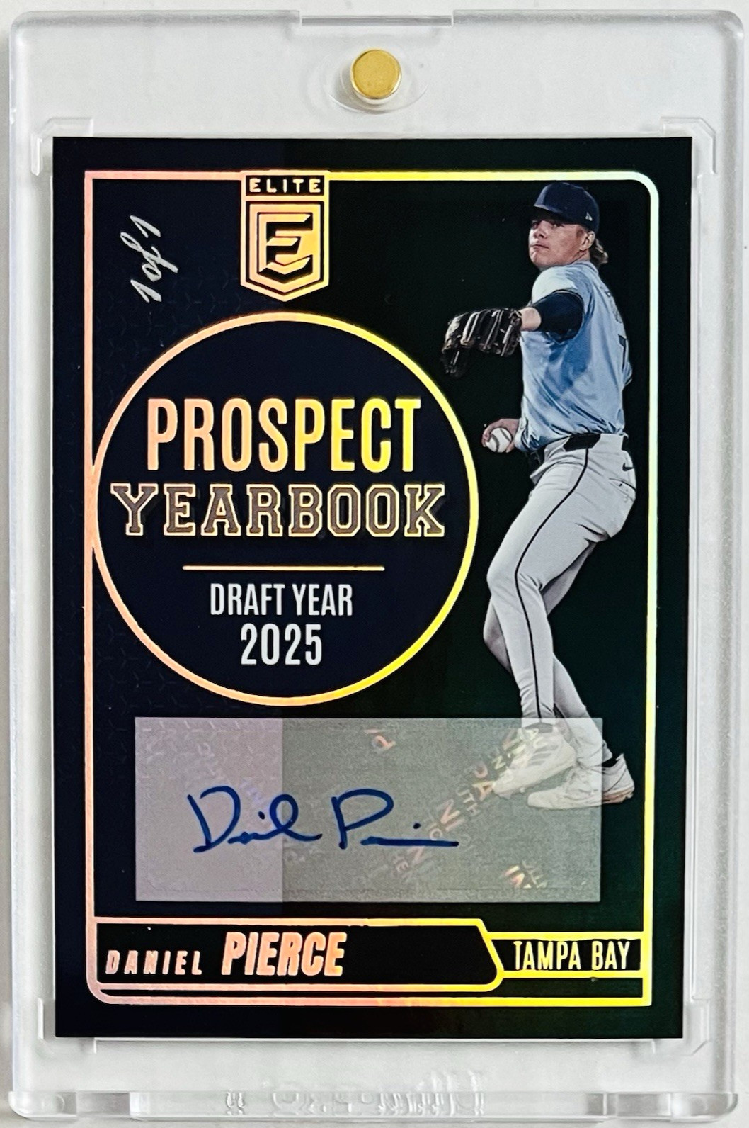 2026 Donruss Elite Daniel Pierce Prospect Yearbook AUTO Rays BLACK Foil True 1/1