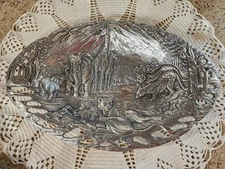 Vintage 1990 14" Arthur Court African Safari Cast Aluminum Serving Platter Tray