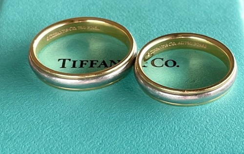 Tiffany & Co Lucida 4mm Wedding Band Ring PT950, 18K Gold Size 9.5