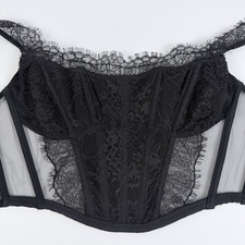 Victoria's Secret Dream Angels Unlined Lace-Up Corset Bustier Top Black S NWT
