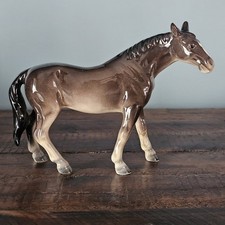 Vintage Porcelain Dark Gray Horse Gloss Figurine Japan Clover 5" x 7"