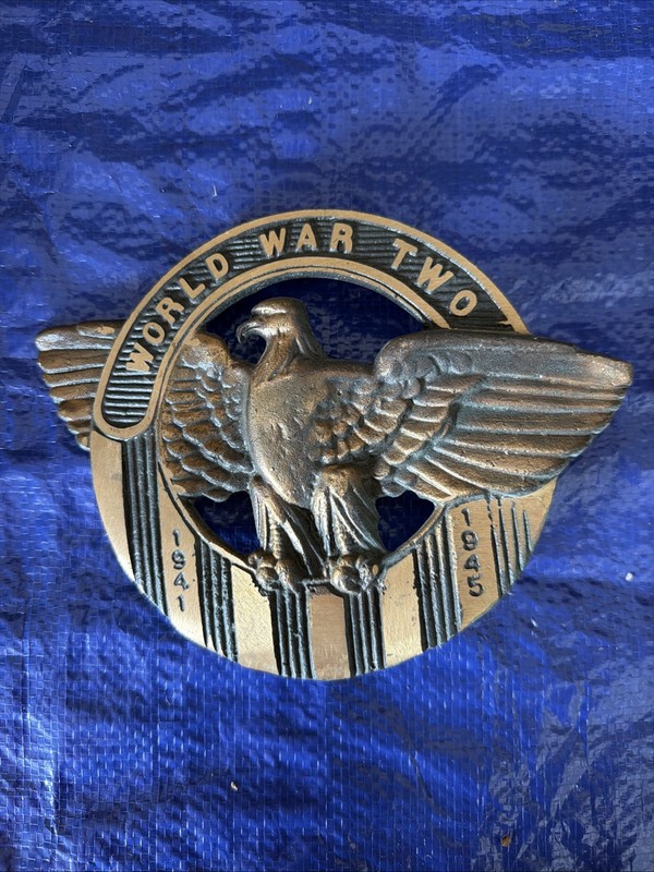 Vintage World War II Veteran Eagle Bronze Grave Marker/Flag Holder